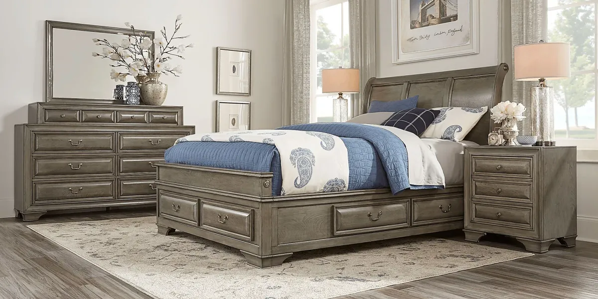 Mill Valley II Gray 5 Pc King Sleigh Bedroom with Storage