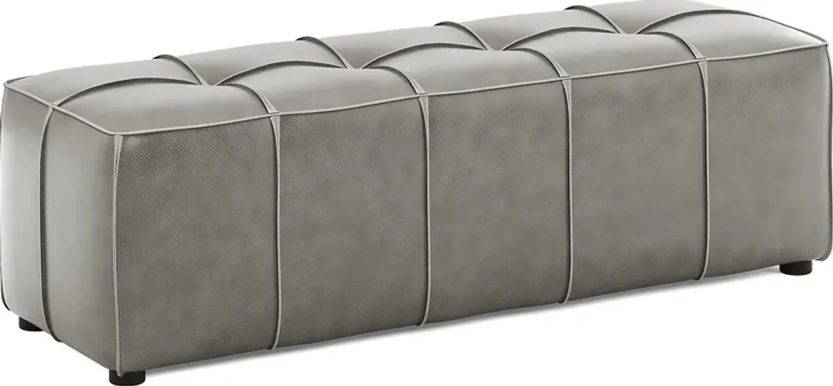 Giselle Gray Leather Bench