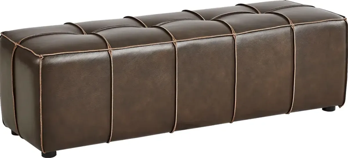 Giselle Chocolate Leather Bench