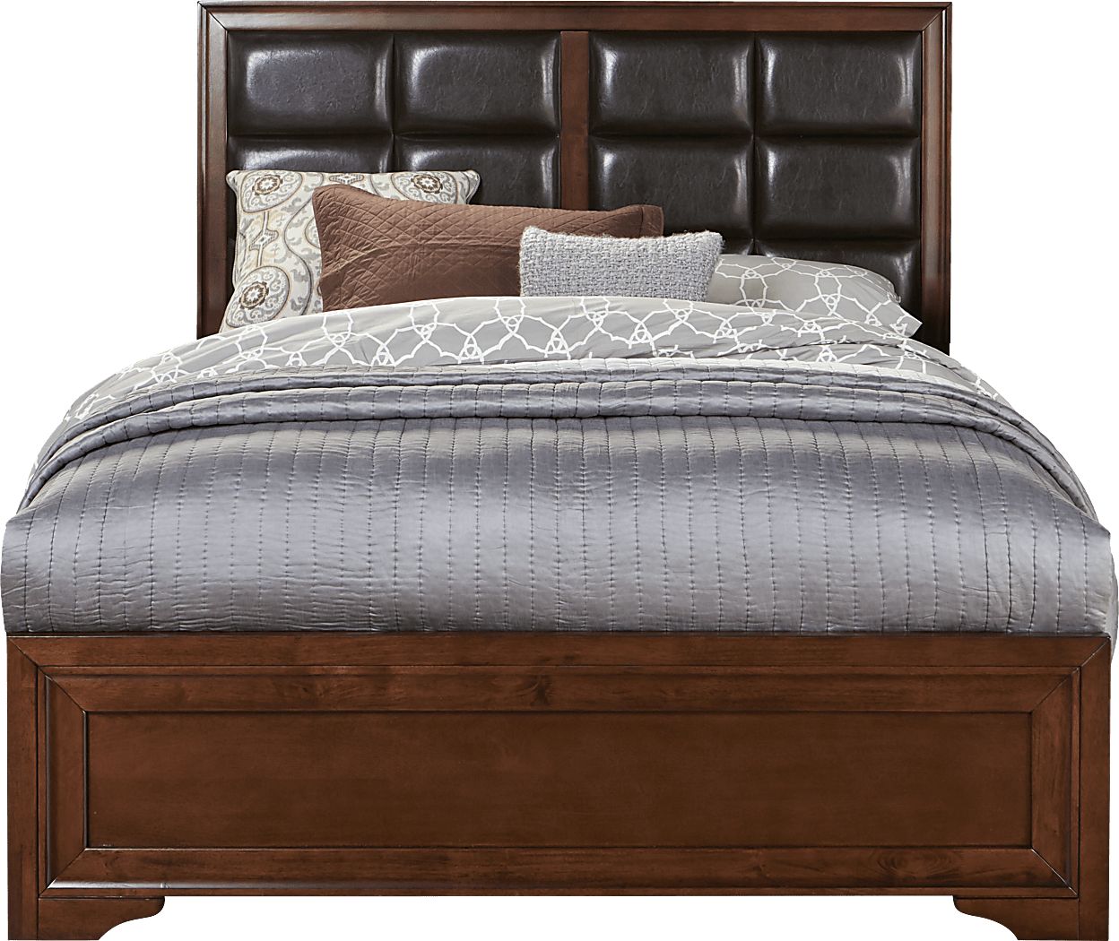 Belcourt Brown Cherry 3 Pc King Upholstered Panel Bed
