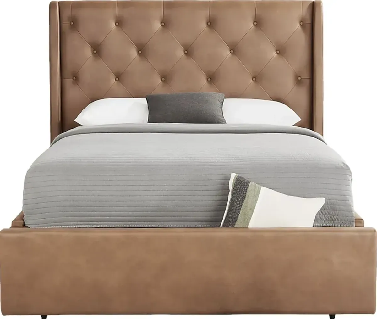 Alison II Brown 3 Pc King Upholstered Storage Bed