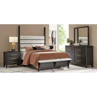 Copperline Black 5 Pc King Poster Bedroom with Bench