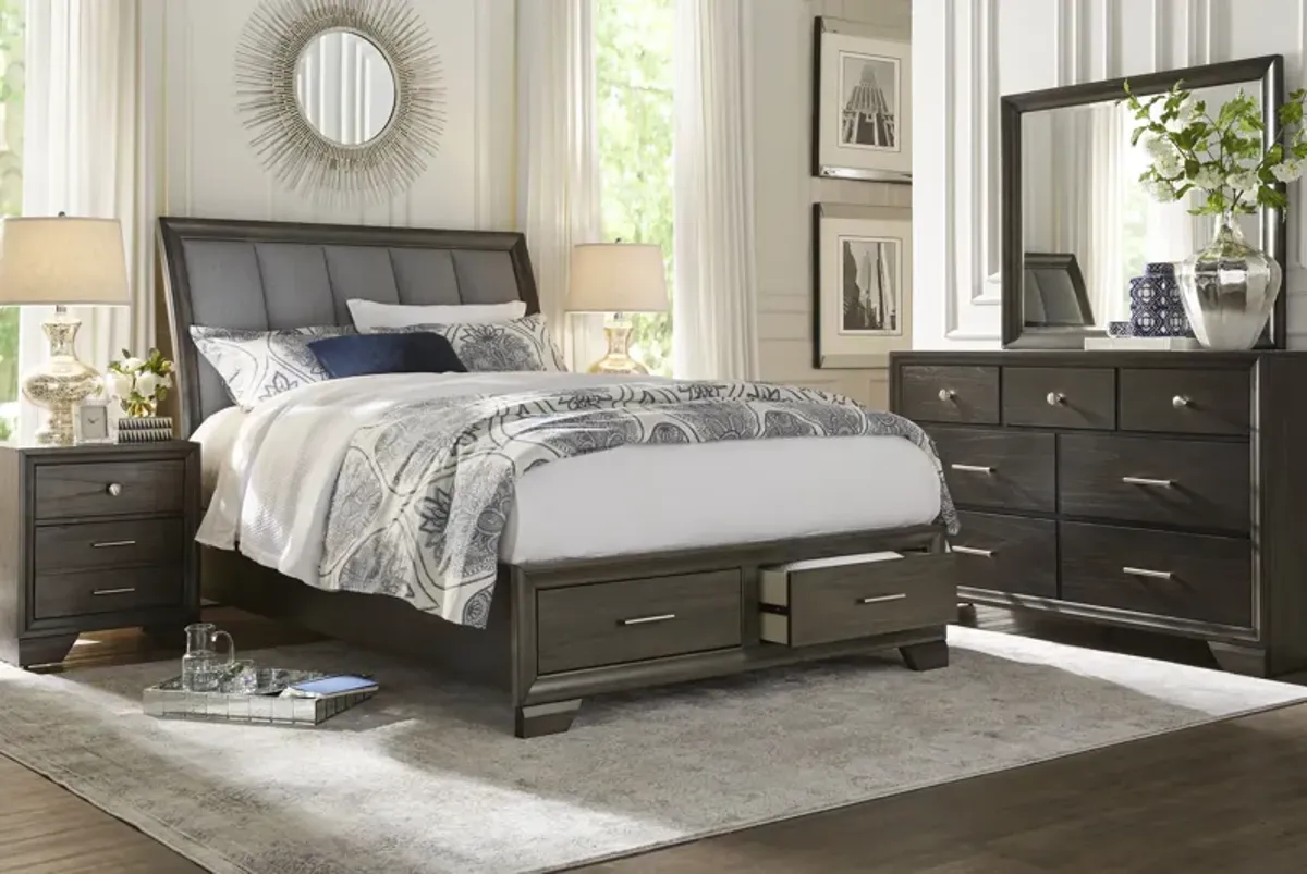 Beckwood Gray 7 Pc King Sleigh Bedroom with Storage