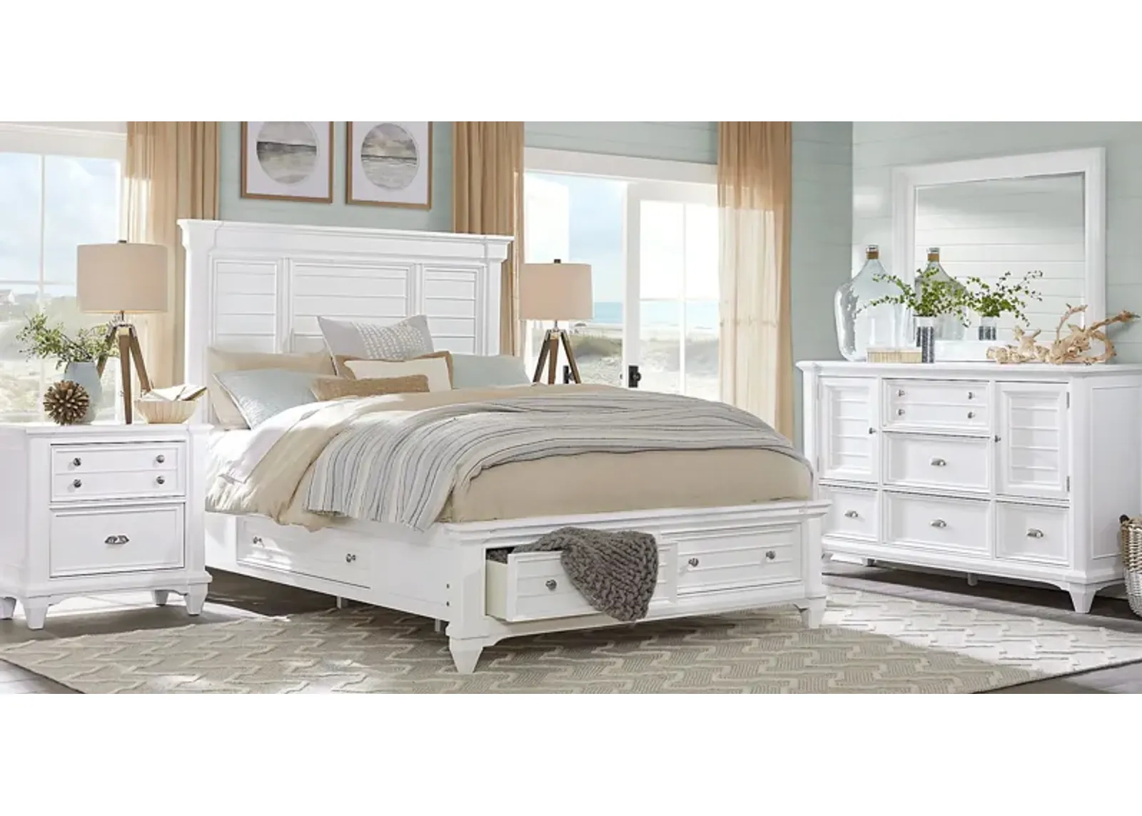 Hilton Head White 5 Pc King Storage Bedroom