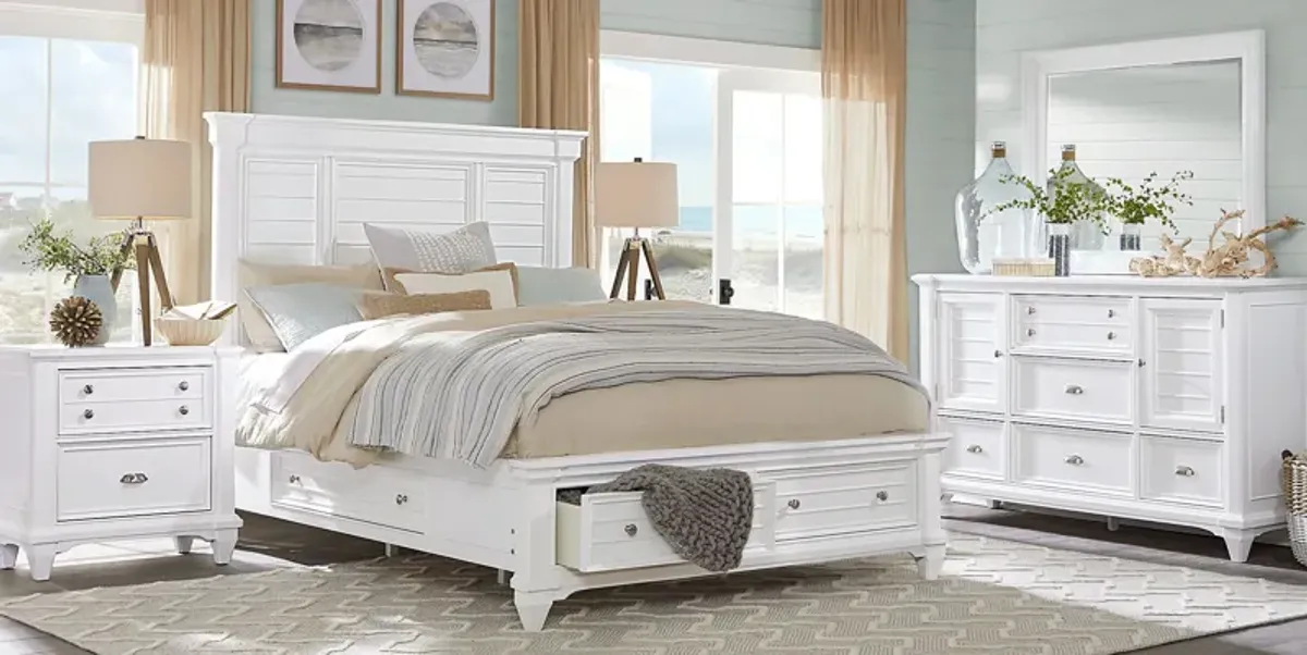 Hilton Head White 5 Pc King Storage Bedroom