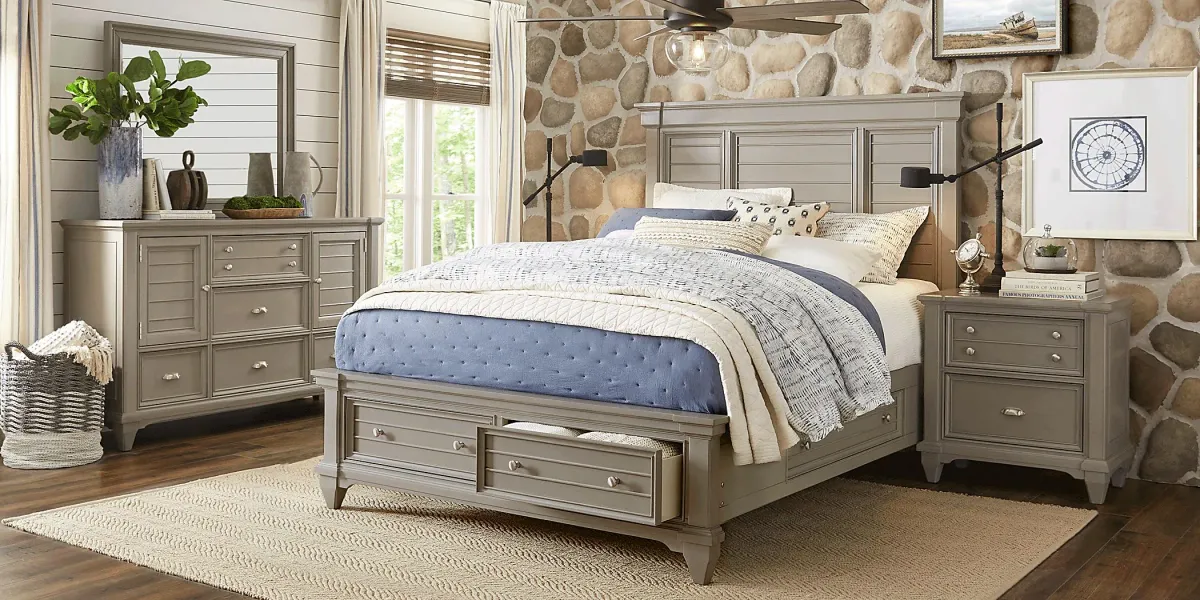 Hilton Head Gray 5 Pc King Storage Bedroom