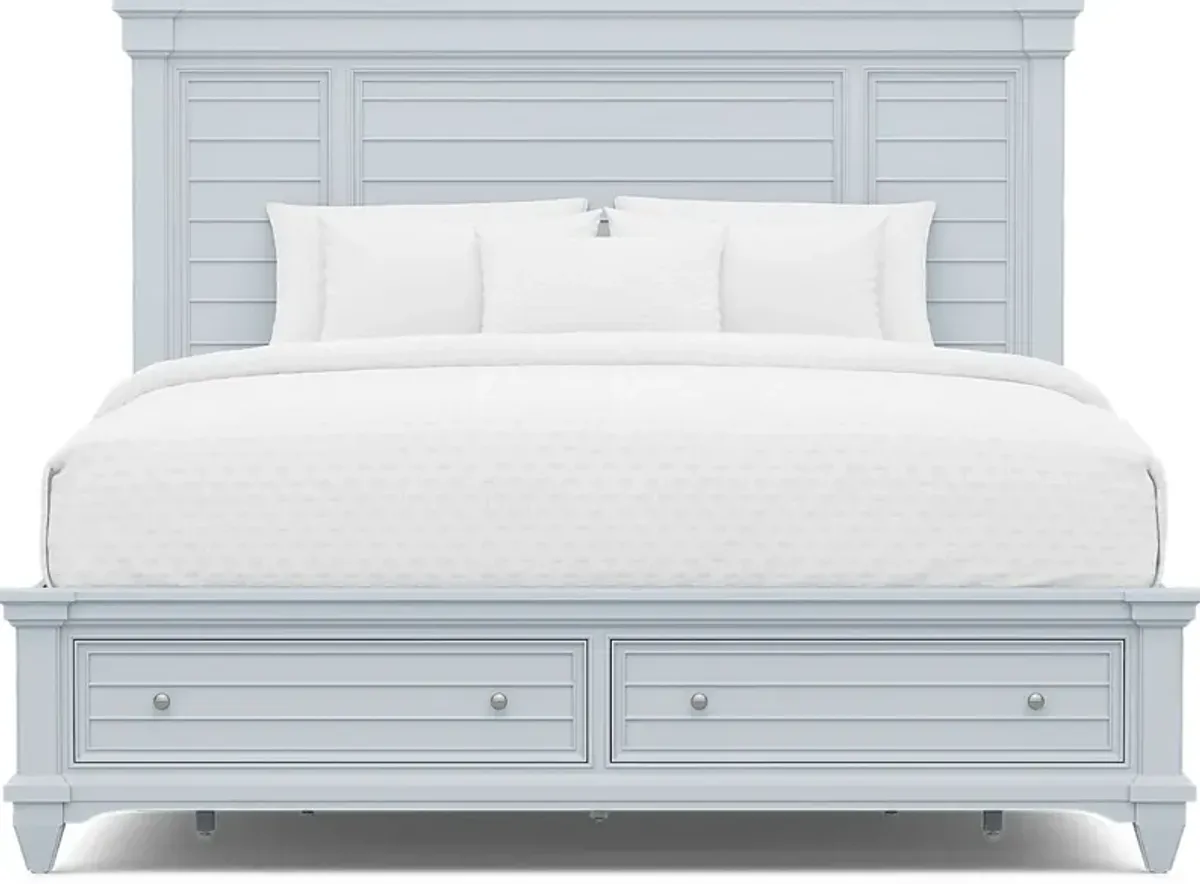Hilton Head Blue 5 Pc King Storage Bedroom