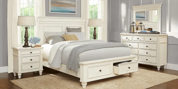 Lake Town Off-White 5 Pc King Panel Bedroom with Storage