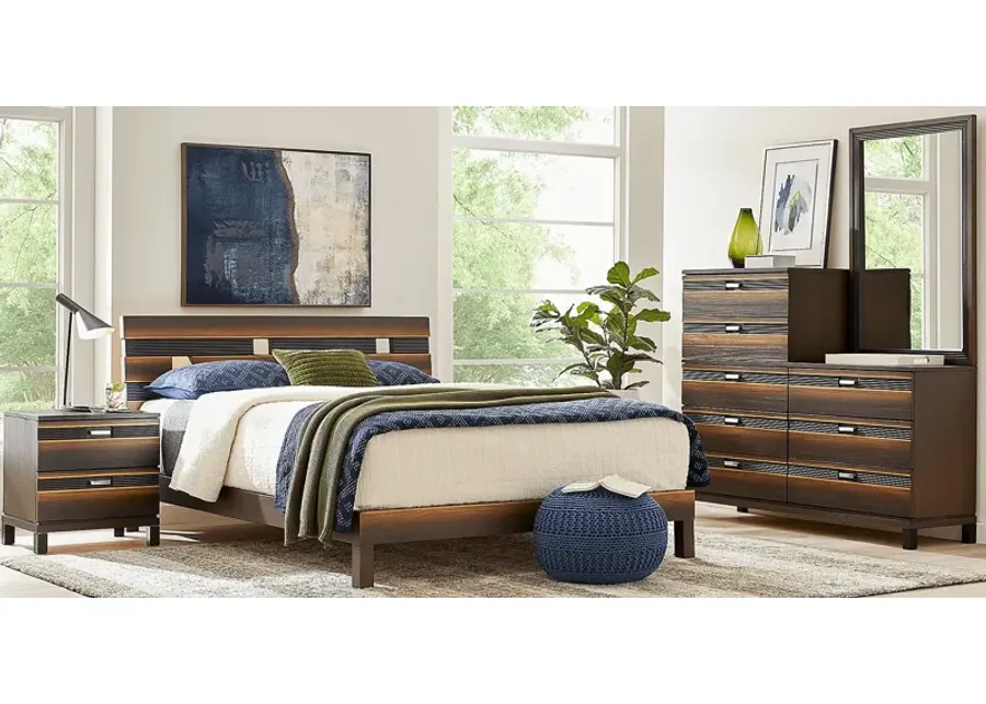 Gardenia Brown 6 Pc King Panel Bedroom