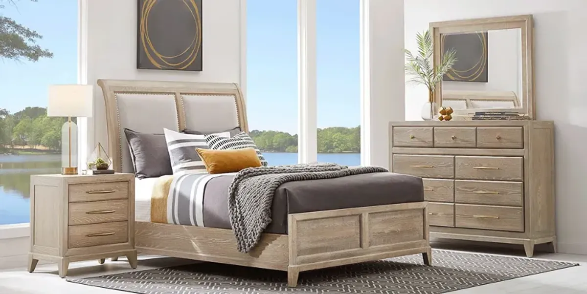 Kailey Park Light Oak 3 Pc Queen Sleigh Bed