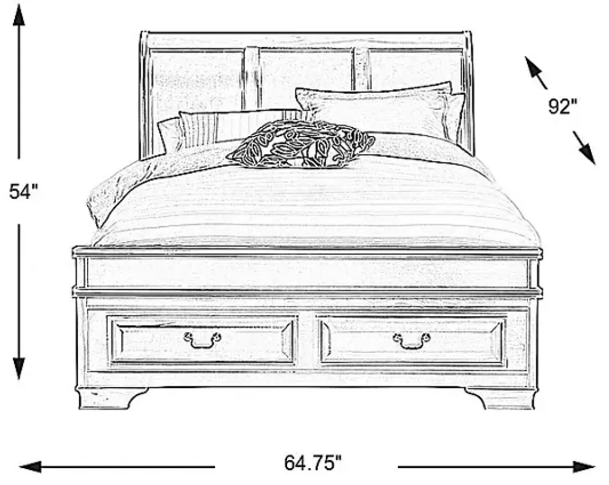 Mill Valley II Cherry 3 Pc Queen Sleigh Bed with Storage