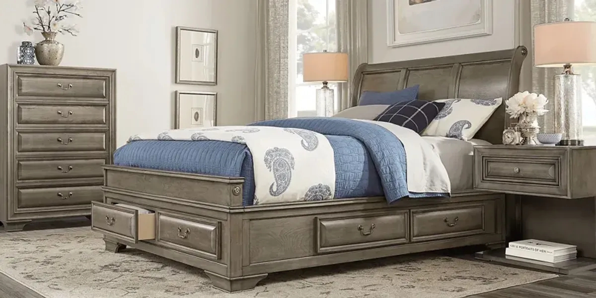 Mill Valley II Gray 3 Pc Queen Sleigh Bed with Storage