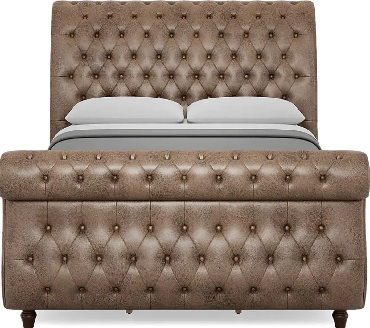 Ivy Brown 3 Pc Queen Upholstered Sleigh Bed