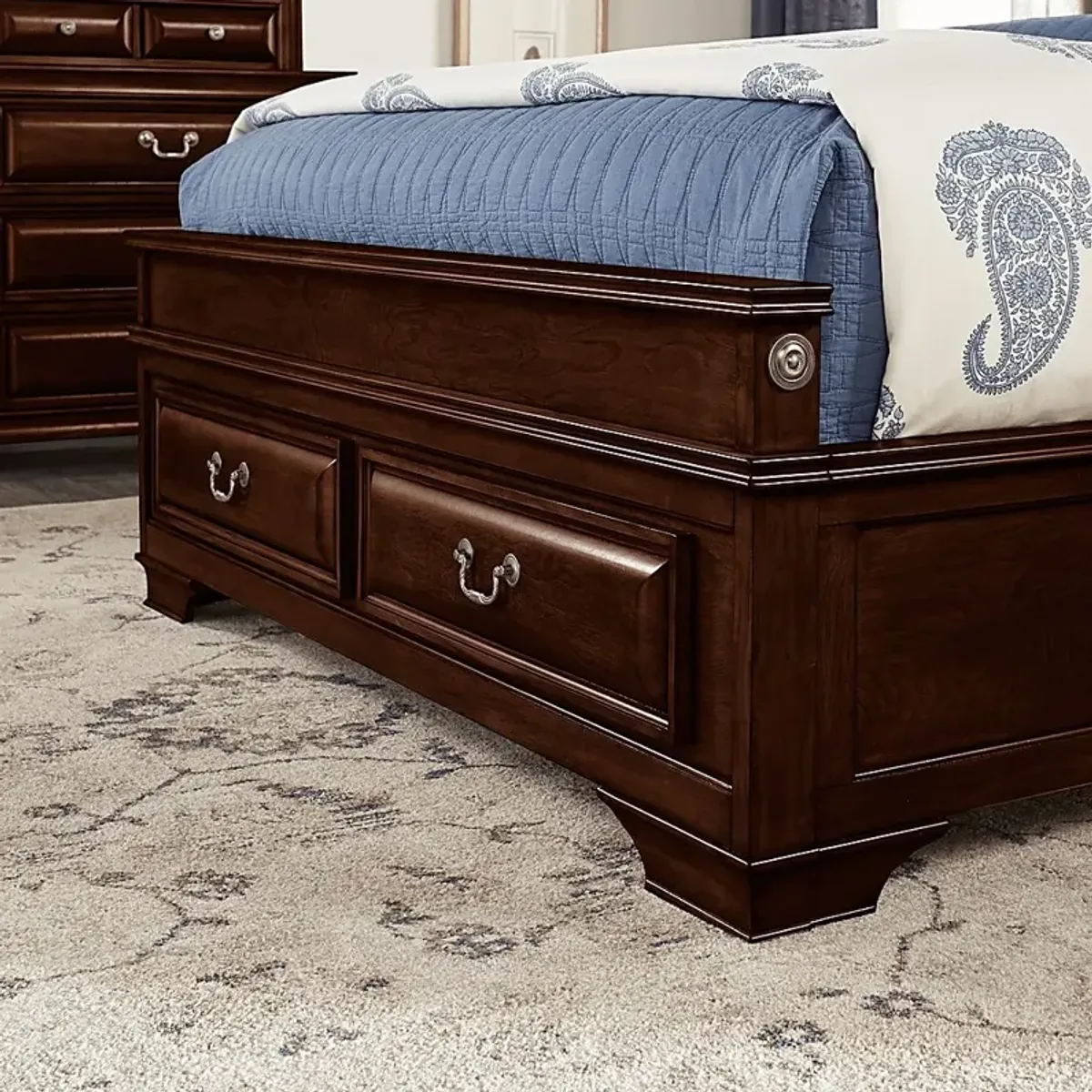 Mill Valley II Brown Cherry 5 Pc Queen Sleigh Bedroom with Storage