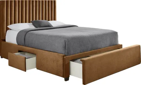 Belvedere Cognac 3 Pc Queen Upholstered Storage Bed