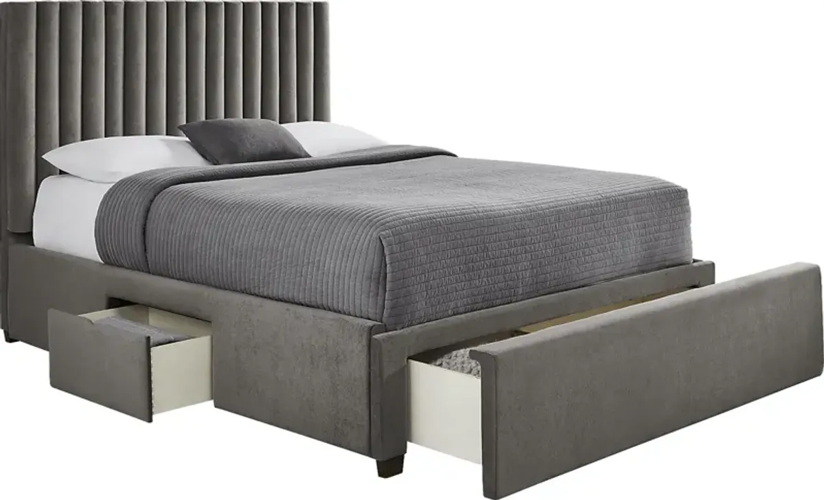 Belvedere Smoke 3 Pc Queen Upholstered Storage Bed