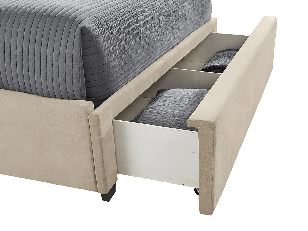 Belvedere Beige 3 Pc Queen Upholstered Storage Bed