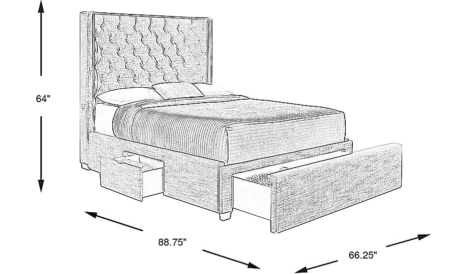 Harlow Hill Dark Gray 3 Pc Queen Upholstered Storage Bed