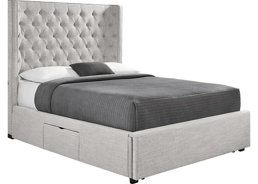 Harlow Hill Dark Gray 3 Pc Queen Upholstered Storage Bed