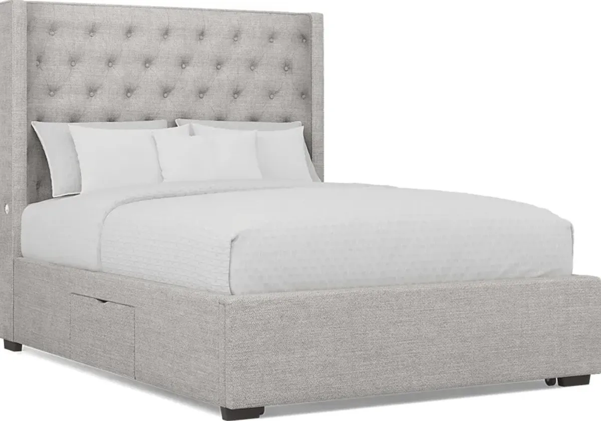 Harlow Hill Dark Gray 3 Pc Queen Upholstered Storage Bed