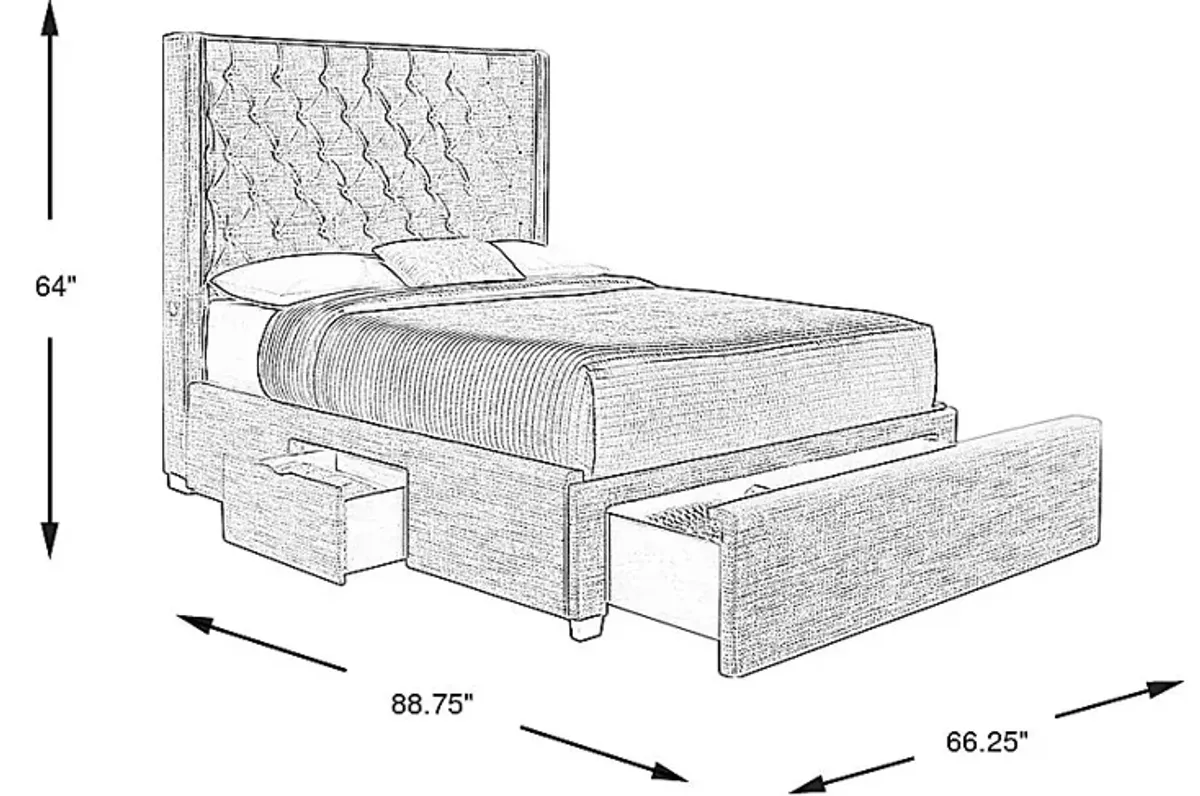 Harlow Hill Taupe 3 Pc Queen Upholstered Storage Bed