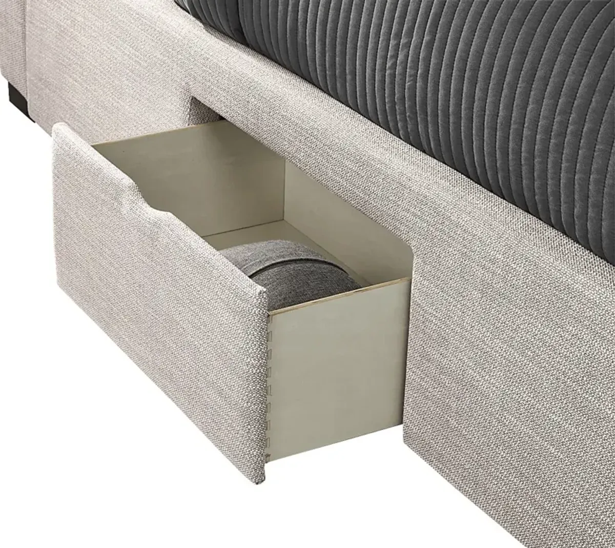 Harlow Hill Taupe 3 Pc Queen Upholstered Storage Bed