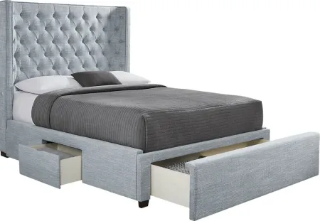 Harlow Hill Seafoam 3 Pc Queen Upholstered Storage Bed