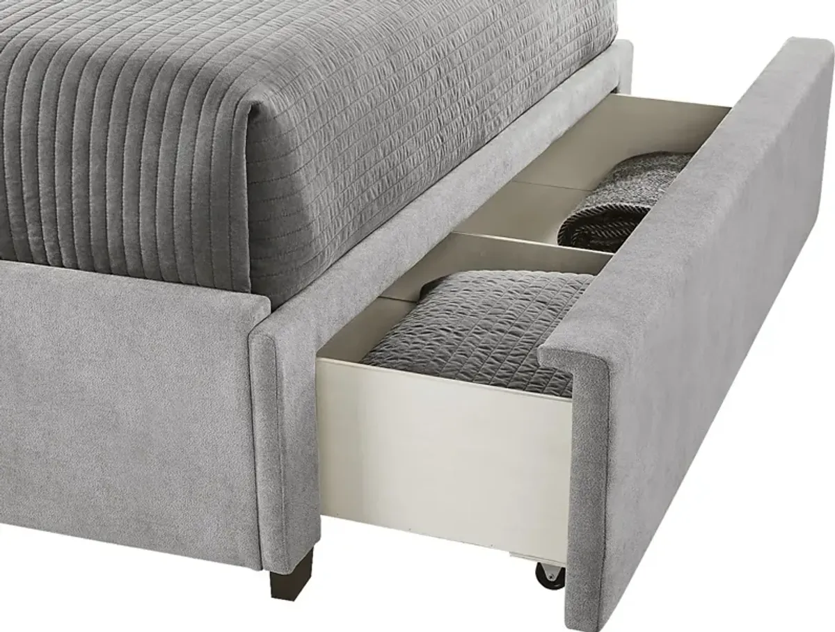 Beaufoy Gray 3 Pc Queen Upholstered Complete Storage Bed