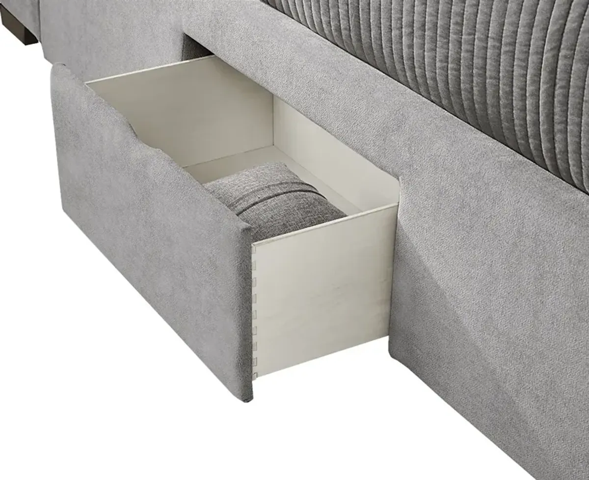 Beaufoy Gray 3 Pc Queen Upholstered Complete Storage Bed