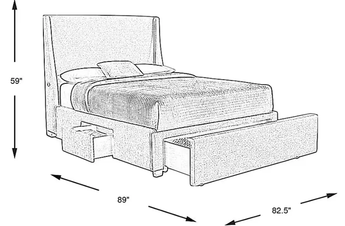 Beaufoy Gray 3 Pc Queen Upholstered Complete Storage Bed