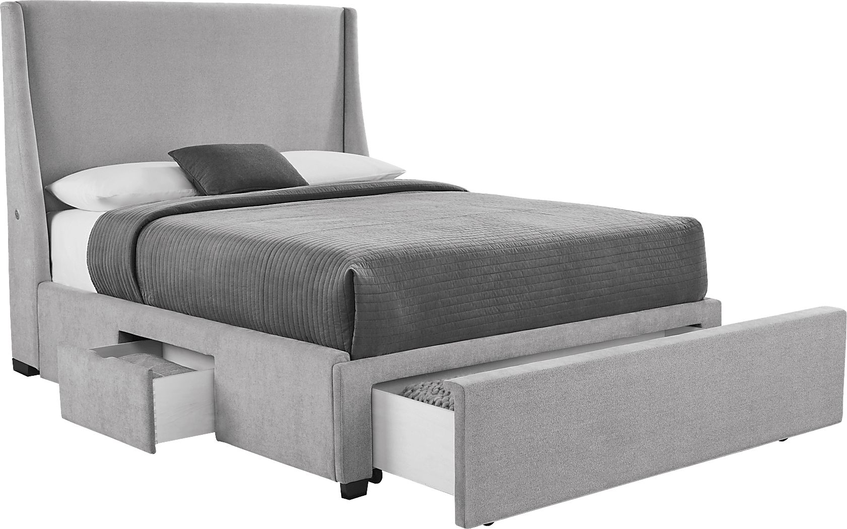 Beaufoy Gray 3 Pc Queen Upholstered Complete Storage Bed