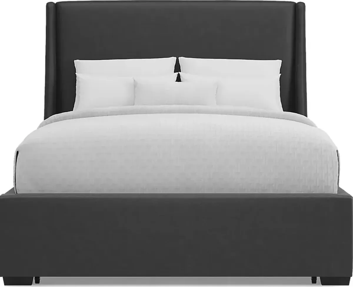 Beaufoy Graphite 3 Pc Queen Upholstered Complete Storage Bed