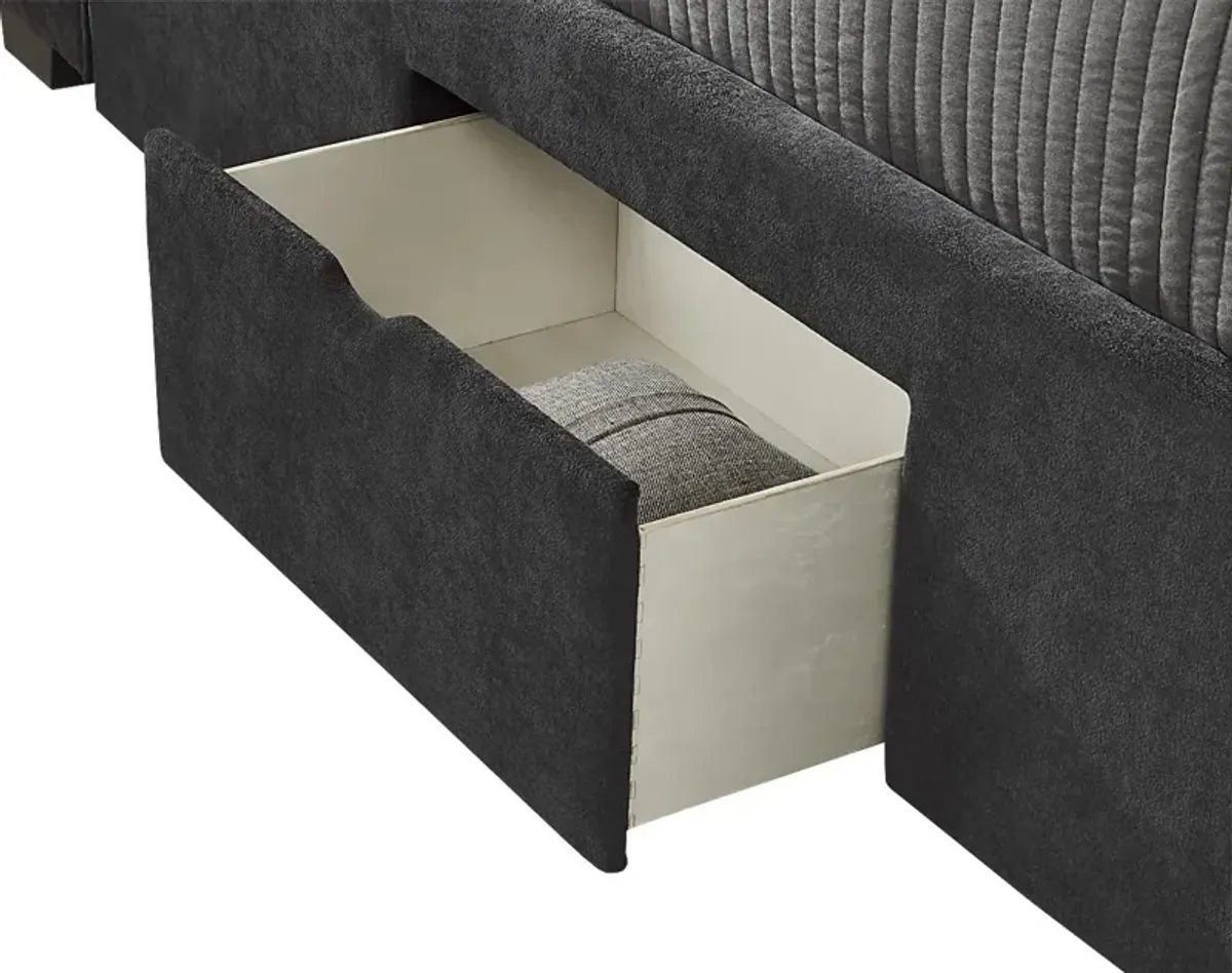 Beaufoy Graphite 3 Pc Queen Upholstered Complete Storage Bed