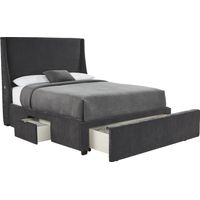 Beaufoy Graphite 3 Pc Queen Upholstered Complete Storage Bed