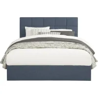 Aubrielle Blue 3 Pc Queen Square Upholstered Bed