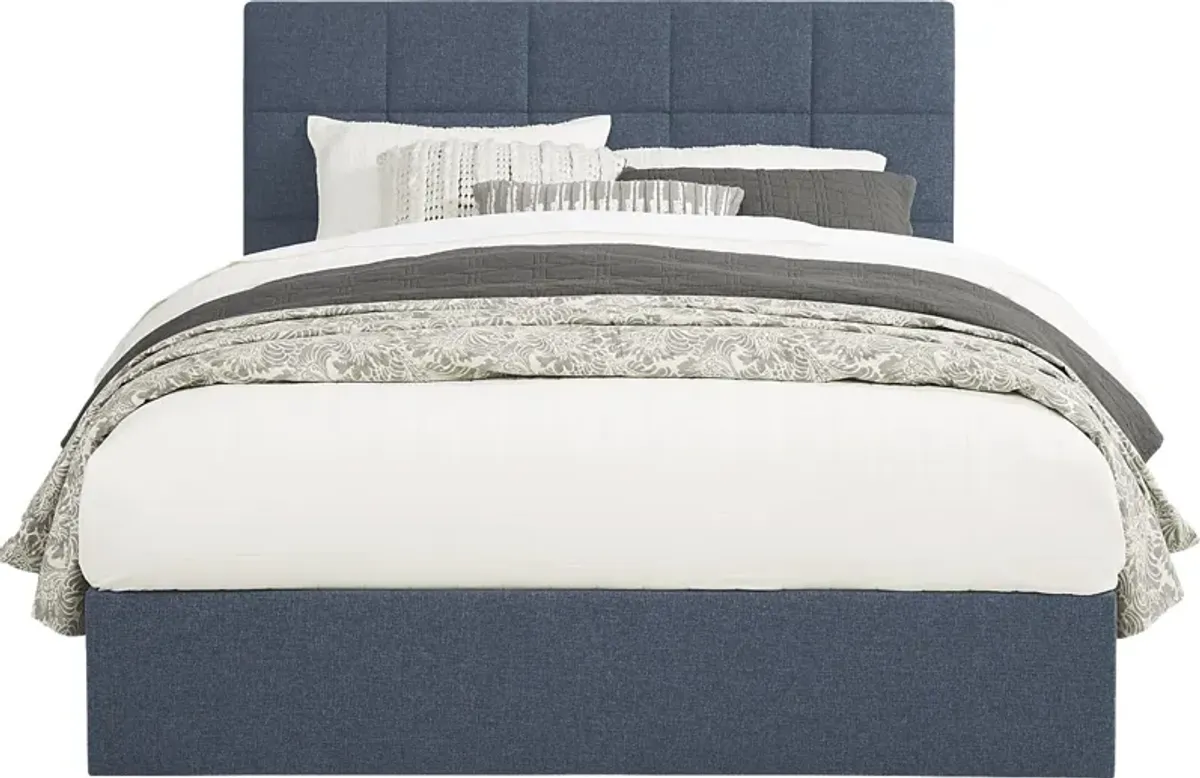 Aubrielle Blue 3 Pc Queen Square Upholstered Bed