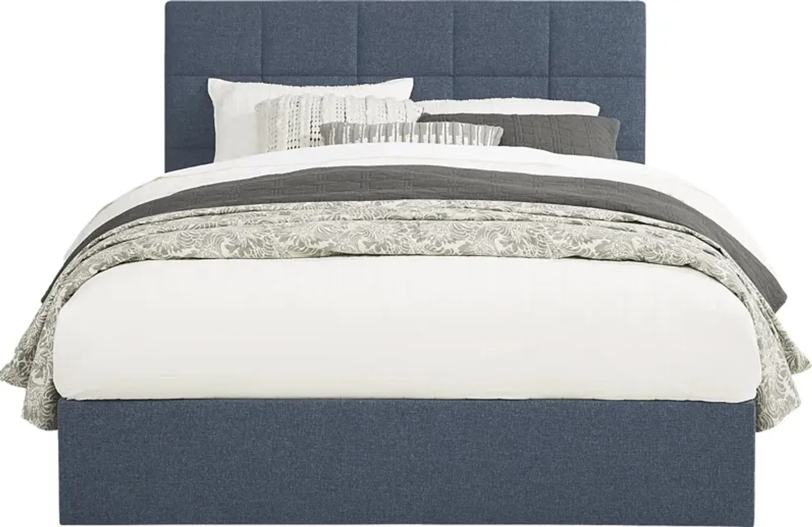 Aubrielle Blue 3 Pc Queen Square Upholstered Bed