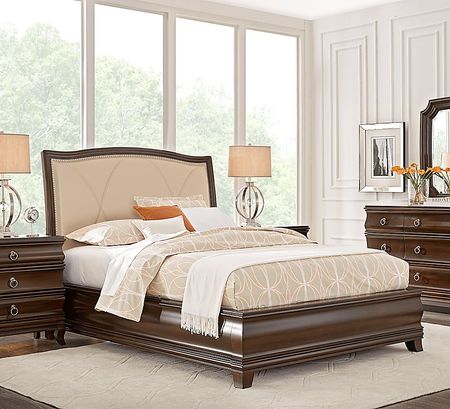 Alexi Cherry 3 Pc Queen Bed with Cream Inset