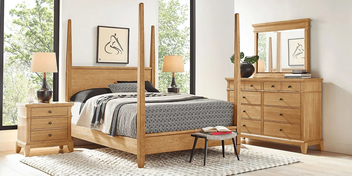 Springville Natural 3 Pc Queen Poster Bed