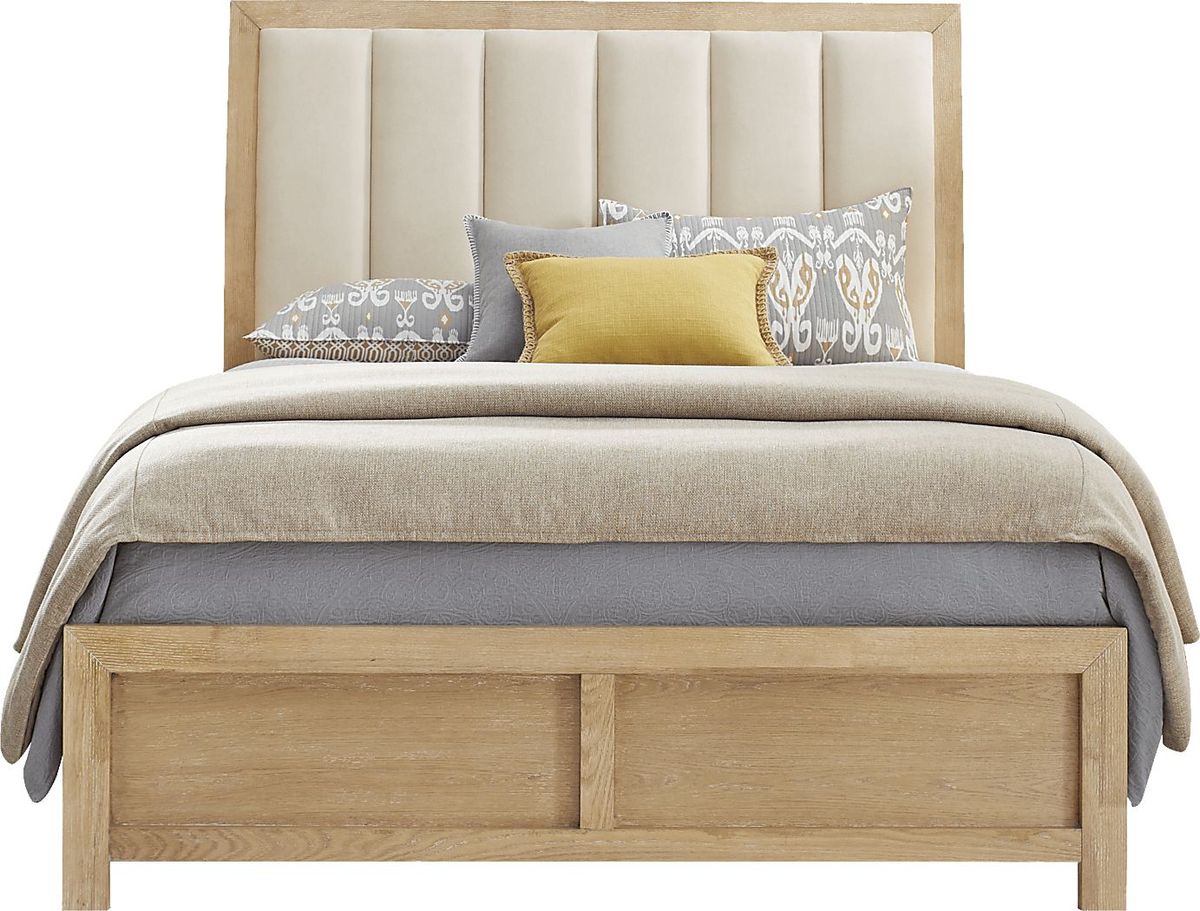 Woodley Natural 3 Pc Queen Upholstered Bed