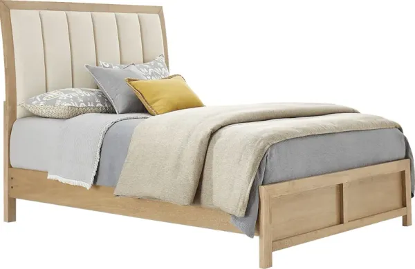 Woodley Natural 3 Pc Queen Upholstered Bed