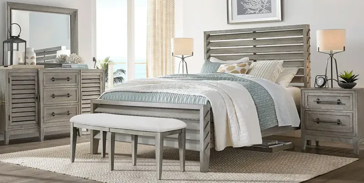 River Falls Light Gray 3 Pc Queen Slat Bed