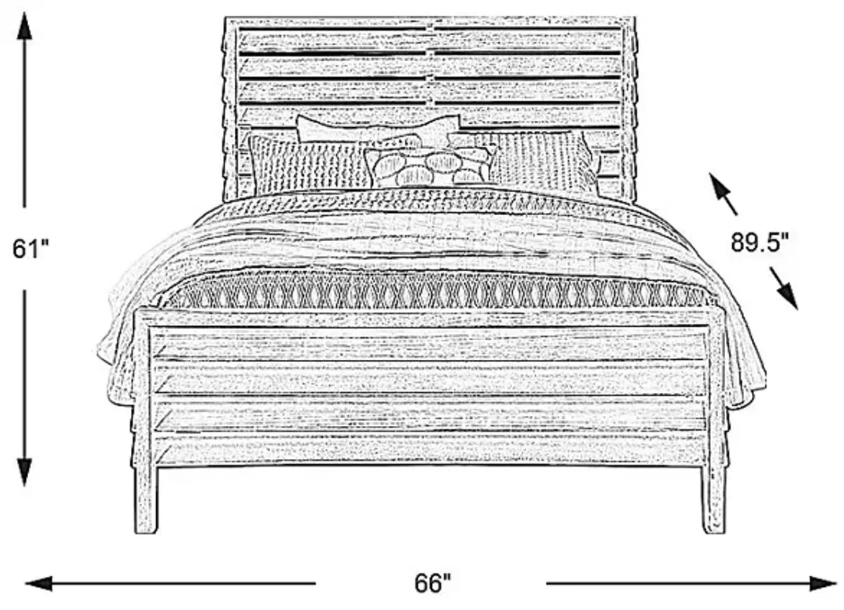 River Falls Light Gray 3 Pc Queen Slat Bed