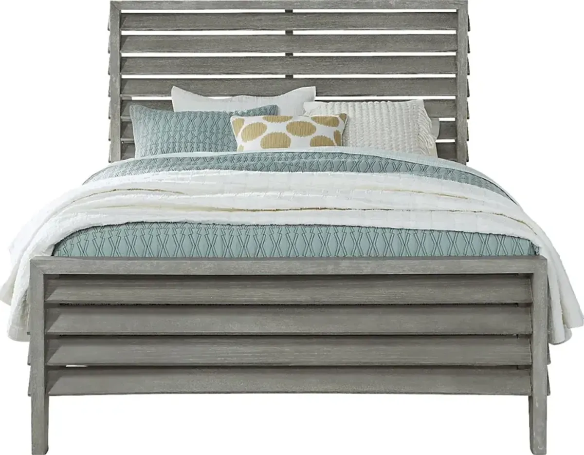 River Falls Light Gray 3 Pc Queen Slat Bed