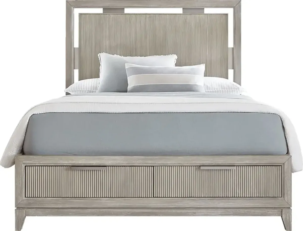 Bellante Gray 3 Pc Queen Panel Bed with Storage