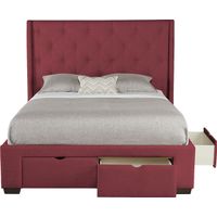 Alison Red 3 Pc Queen Upholstered Bed with 4 Drawer Storage