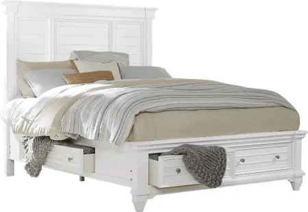 Hilton Head White 3 Pc Queen Panel Bed with Storage