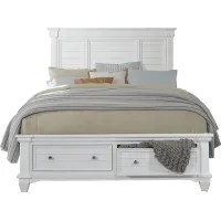 Hilton Head White 3 Pc Queen Panel Bed with Storage