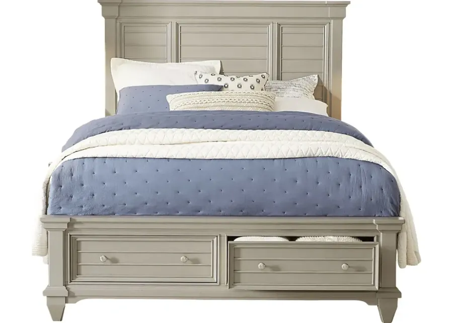 Hilton Head Gray 3 Pc Queen Panel Bed with Storage