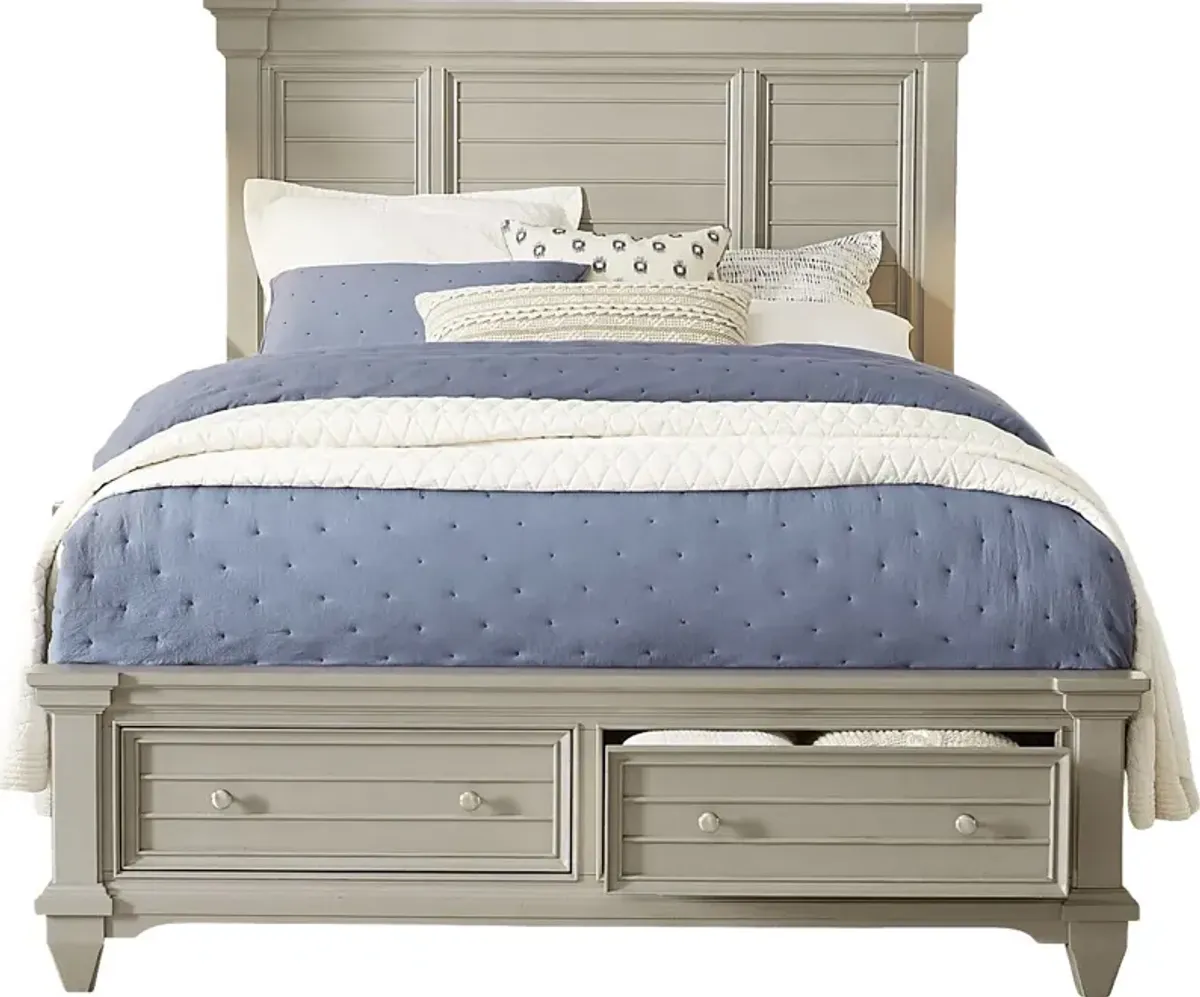 Hilton Head Gray 3 Pc Queen Panel Bed with Storage